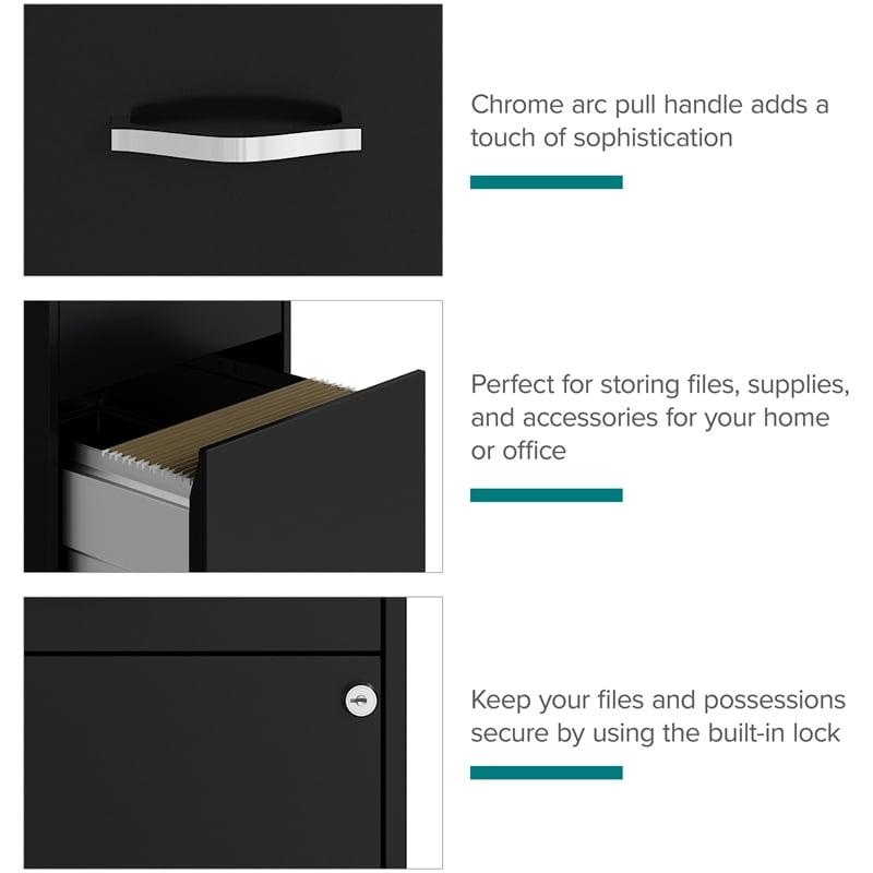 Pemberly Row Set of 8 3-Drawer Metal Organizer File Cabinet in Black