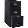Pemberly Row Set of 18 3-Drawer Metal File Cabinet with Pencil-Drawer in Black