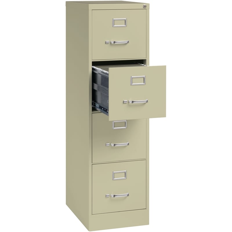 Pemberly Row Set of 6 4-Drawer Letter Width Vertical File Cabinet in Putty/Beige