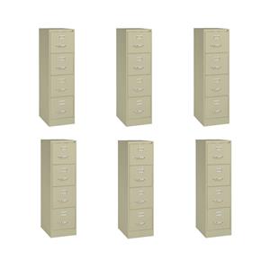 Pemberly Row Set of 6 4-Drawer Letter Width Vertical File Cabinet in Putty/Beige