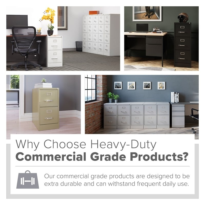 Pemberly Row Set of 6 Metal 4-Drawer Letter Width Vertical File Cabinet in Black