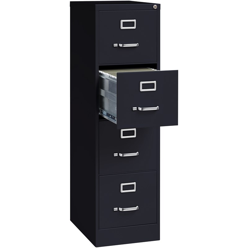 Pemberly Row Set of 6 Metal 4-Drawer Letter Width Vertical File Cabinet in Black