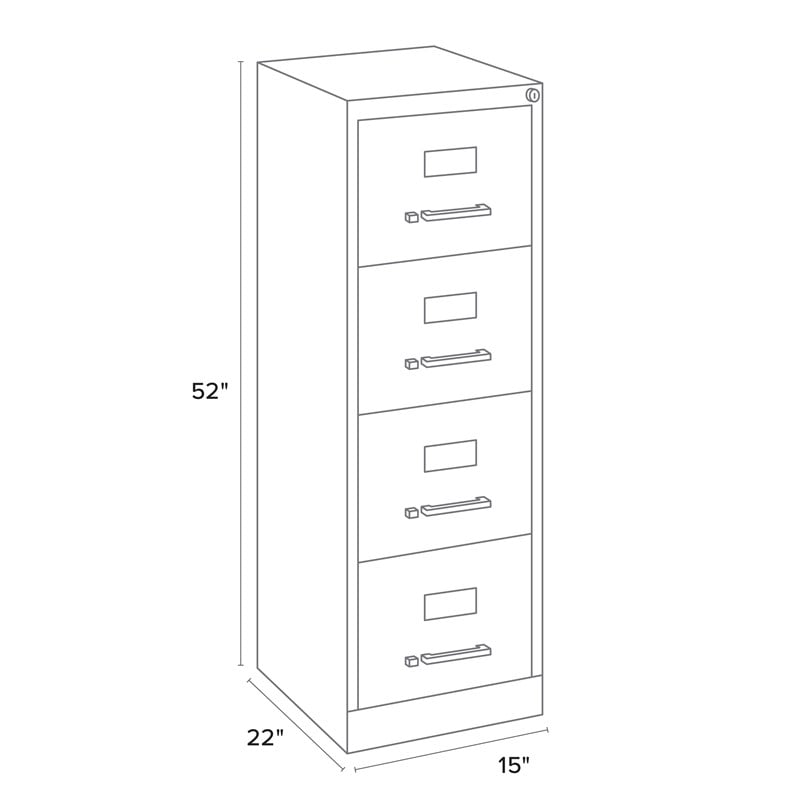 Pemberly Row Set of 6 Metal 4-Drawer Letter Width Vertical File Cabinet in Black