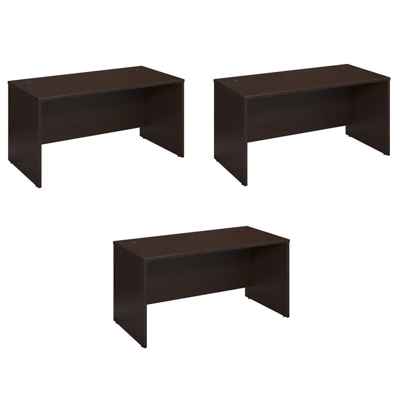 Pemberly Row Set of 3 60W x 30D Desk Shell in Mocha Cherry - Engineered Wood