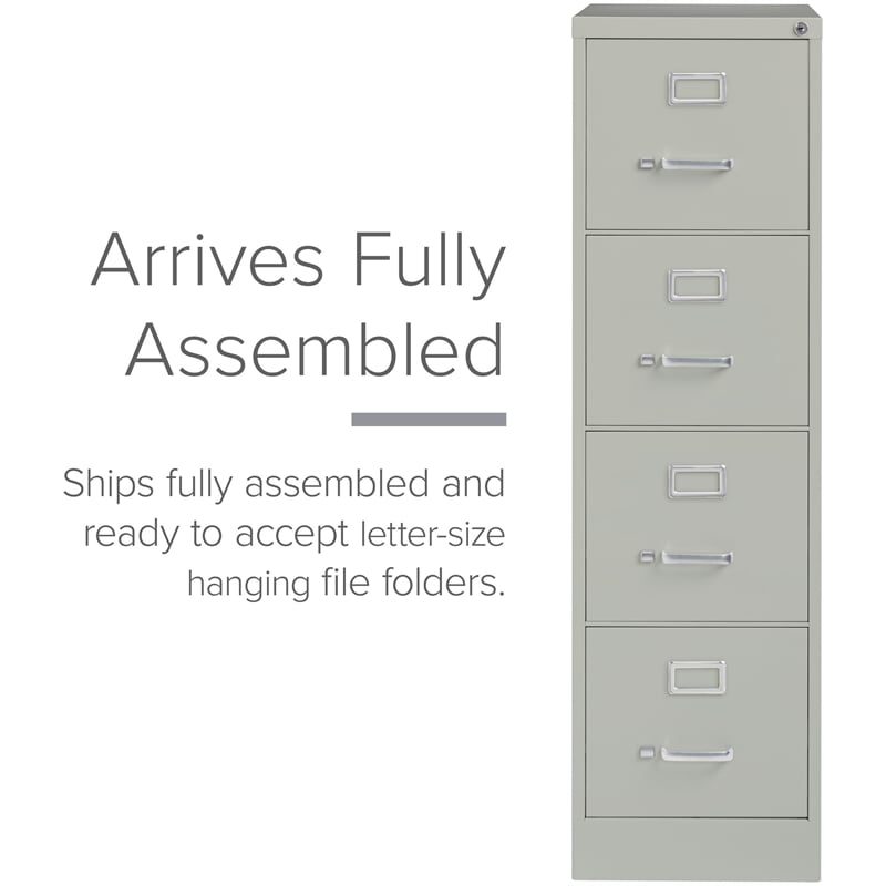 Pemberly Row Set of 3 4-Drawer Letter Width Vertical File Cabinet in Light Gray