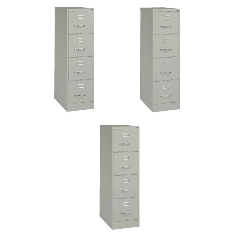 Pemberly Row Set of 3 4-Drawer Letter Width Vertical File Cabinet in Light Gray