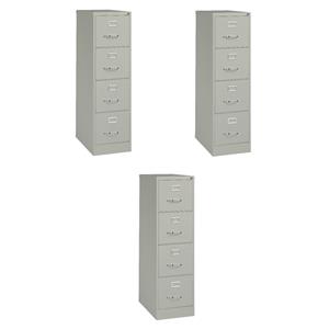 Pemberly Row Set of 3 4-Drawer Letter Width Vertical File Cabinet in Light Gray