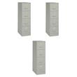 Pemberly Row Set of 3 4-Drawer Letter Width Vertical File Cabinet in Light Gray