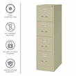 Pemberly Row Set of 3 4-Drawer Letter Width Vertical File Cabinet in Putty/Beige