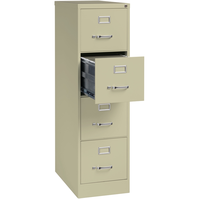 Pemberly Row Set of 3 4-Drawer Letter Width Vertical File Cabinet in Putty/Beige