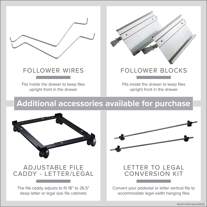 Pemberly Row Set of 3 4-Drawer Letter Width Vertical File Cabinet in Putty/Beige