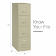 Pemberly Row Set of 3 4-Drawer Letter Width Vertical File Cabinet in Putty/Beige