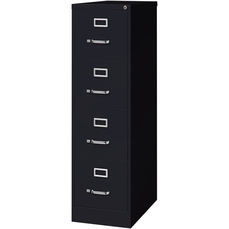 Pemberly Row Set of 3 Metal 4-Drawer Letter Width Vertical File Cabinet Black