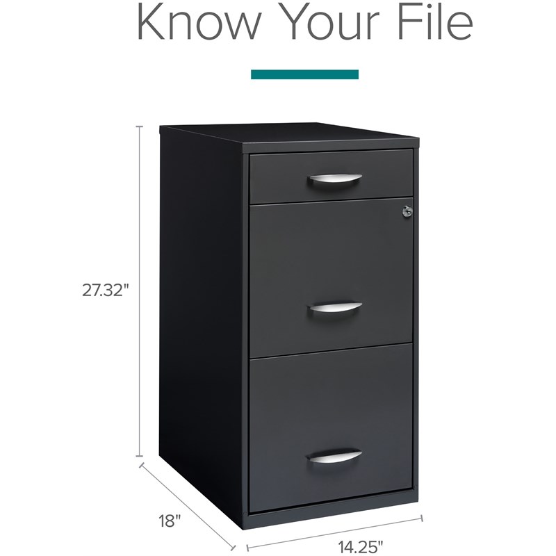 Pemberly Row Set of 5 Contemporary 3-Drawer Metal File Cabinet in Charcoal