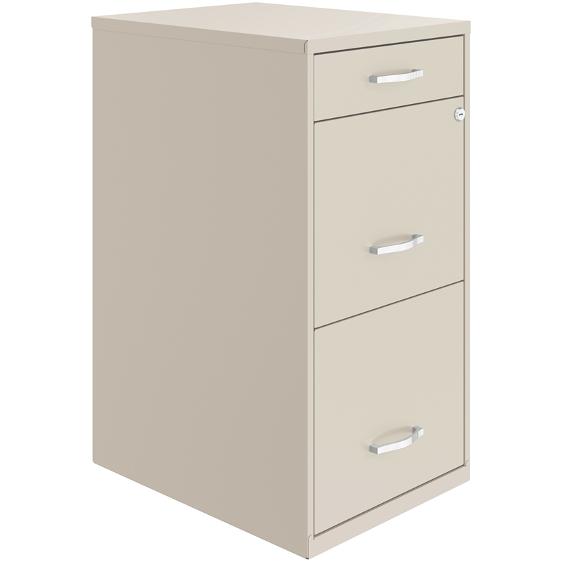 Pemberly Row Set of 5 3-Drawer File Cabinet with Pencil-Drawer in Off White