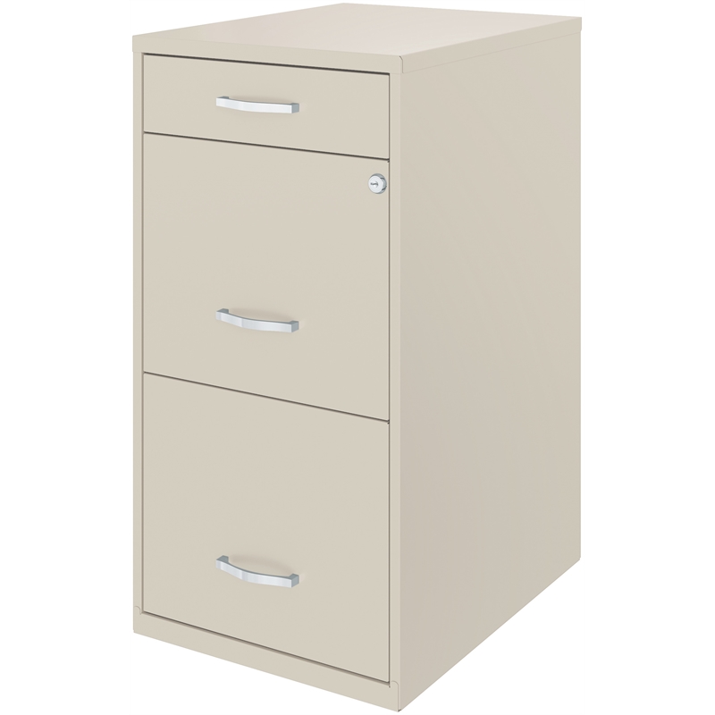 Pemberly Row Set of 5 3-Drawer File Cabinet with Pencil-Drawer in Off White