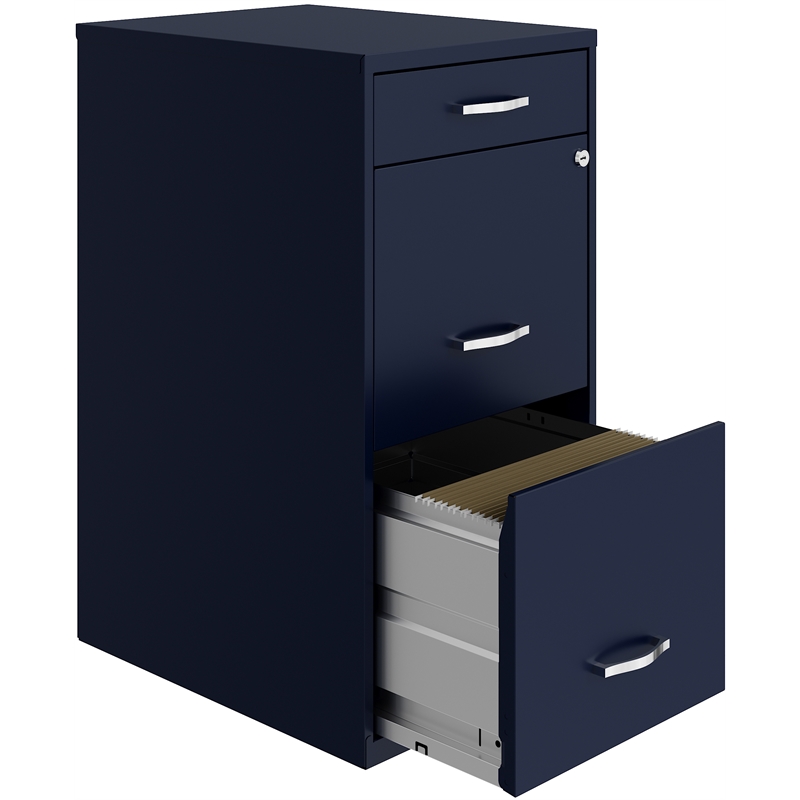 Pemberly Row Set of 5 3-Drawer Metal Organizer File Cabinet in Navy