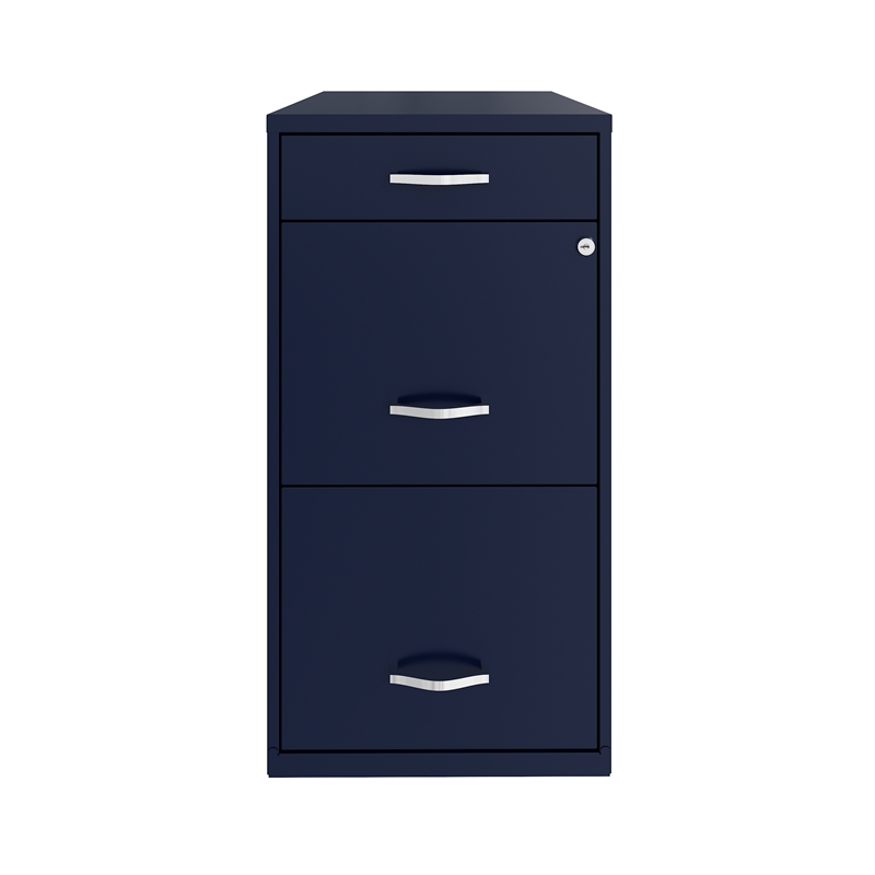 Pemberly Row Set of 5 3-Drawer Metal Organizer File Cabinet in Navy
