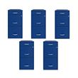 Pemberly Row Set of 5 3-Drawer Metal Organizer File Cabinet in Blue
