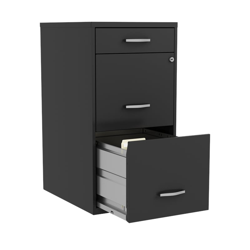Pemberly Row Set of 5 3-Drawer Metal Organizer File Cabinet in Black