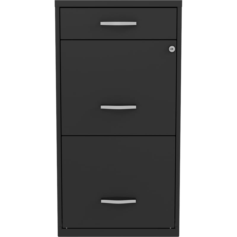 Pemberly Row Set of 5 3-Drawer Metal Organizer File Cabinet in Black