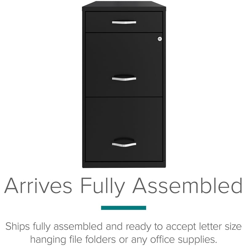Pemberly Row Set of 5 3-Drawer Metal Organizer File Cabinet in Black