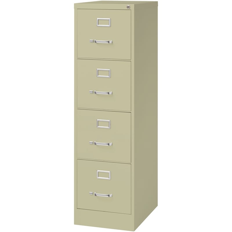 Pemberly Row Set of 3 4-Drawer Letter Width Vertical File Cabinet in Putty/Beige