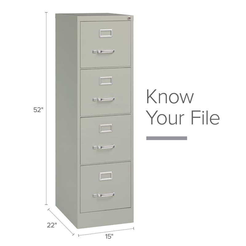 Pemberly Row Set of 3 4-Drawer Letter Width Vertical File Cabinet in Light Gray