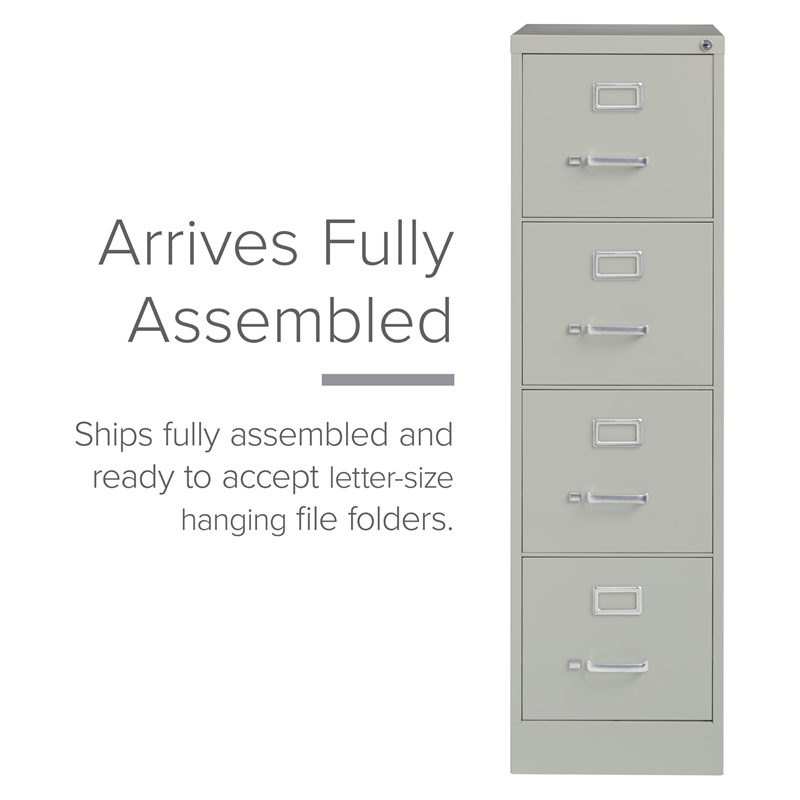 Pemberly Row Set of 3 4-Drawer Letter Width Vertical File Cabinet in Light Gray