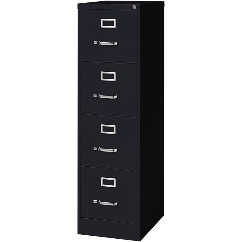 Pemberly Row Set of 3 Metal 4-Drawer Letter Width Vertical File Cabinet in Black