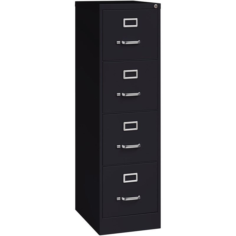 Pemberly Row Set of 3 Metal 4-Drawer Letter Width Vertical File Cabinet in Black