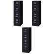 Pemberly Row Set of 3 Metal 4-Drawer Letter Width Vertical File Cabinet in Black
