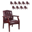 Pemberly Row Set of 10 Traditional Faux Leather Tufted Guest Chair in Oxblood