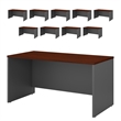 Pemberly Row Set of 10 60W x 30D Office Desk in Hansen Cherry - Engineered Wood