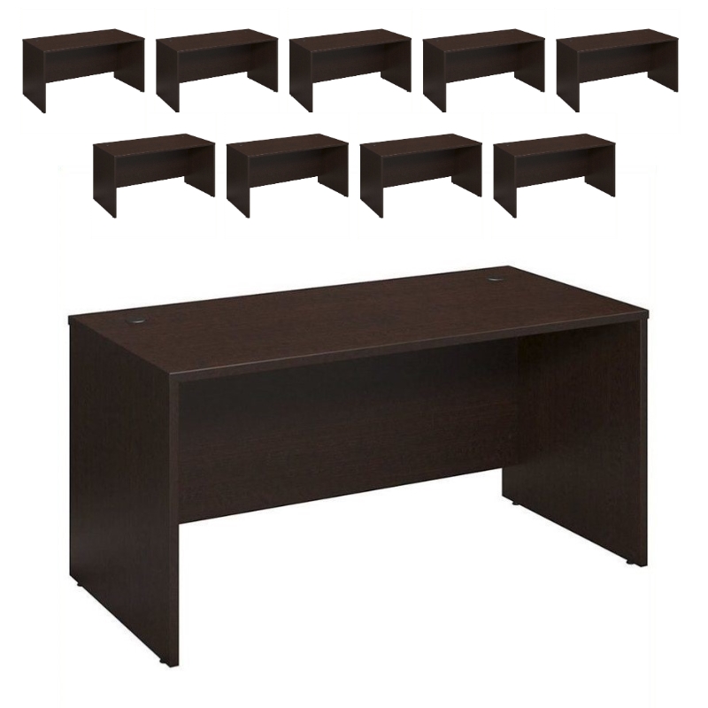 Pemberly Row Set of 10 60W x 30D Desk Shell in Mocha Cherry - Engineered Wood