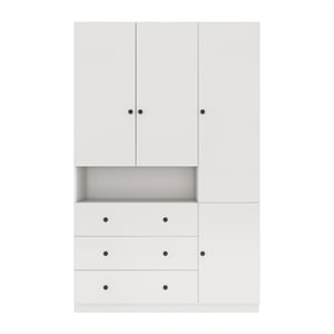 Pemberly Row 74&quot H 3-Doors White Wood Clothes Storage Wardrobe Closet Armoire