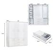 Pemberly Row Wood 4 Doors 3 Drawers White Closet Wardrobe Storage Armoire