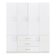 Pemberly Row Wood 4 Doors 3 Drawers White Closet Wardrobe Storage Armoire