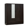 Pemberly Row Modern Mirror Wardrobe Armoire Wood Closet in Black