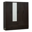 Pemberly Row Modern Mirror Wardrobe Armoire Wood Closet in Black