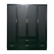 Pemberly Row 4 Doors Wood Armoire Wardrobe Closet with 4 Drawers in Black
