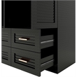Pemberly Row 4 Doors Wood Armoire Wardrobe Closet with 4 Drawers in Black