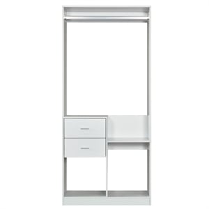 Pemberly Row White Wood Wardrobe Closet Organizer with Drawers