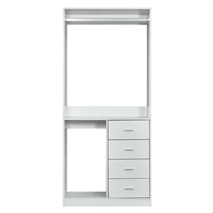 Pemberly Row White Closet Organizer Clothes System with 4 drawers Wall Mounted