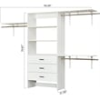 Pemberly Row Wood Built-in Closet with 3 Drawers White for Bedroom