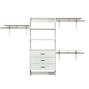 Pemberly Row Wood Built-in Closet with 3 Drawers White for Bedroom