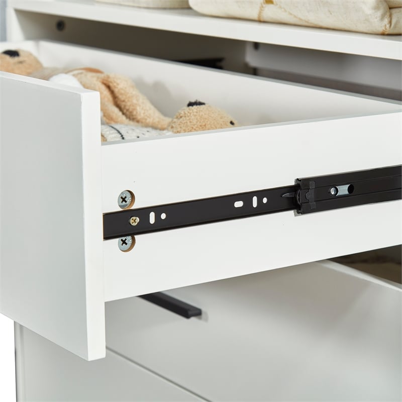 Pemberly Row Wood Built-in Closet with 3 Drawers White for Bedroom