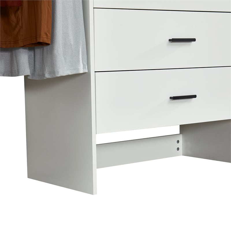Pemberly Row Wood Built-in Closet with 3 Drawers White for Bedroom