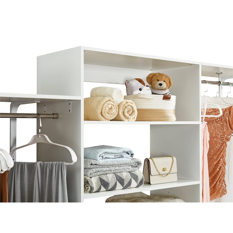 Pemberly Row Wood Built-in Closet with 3 Drawers White for Bedroom