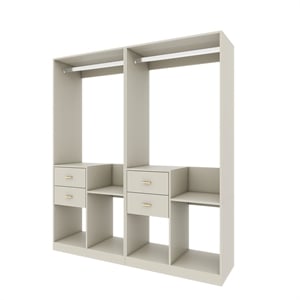 Pemberly Row Gray Wood Built-in Storage Closet with 4 Drawers and Shelves